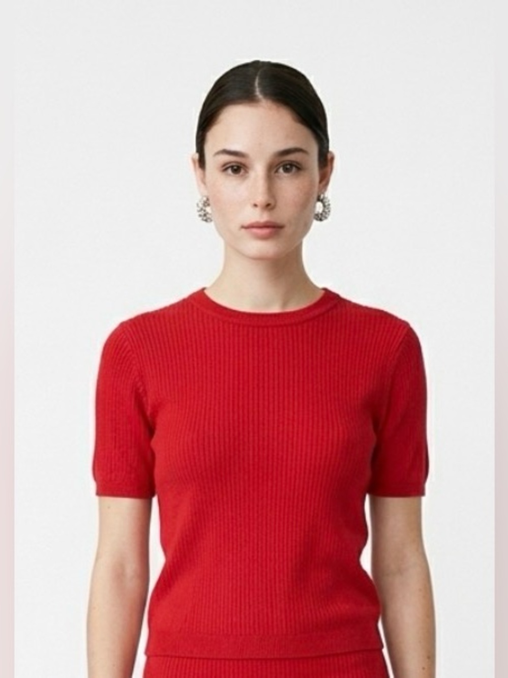 Vintage 90’s August Silk 100% Silk Women’s M 8 10 Y2K Red ribbed Knit crew